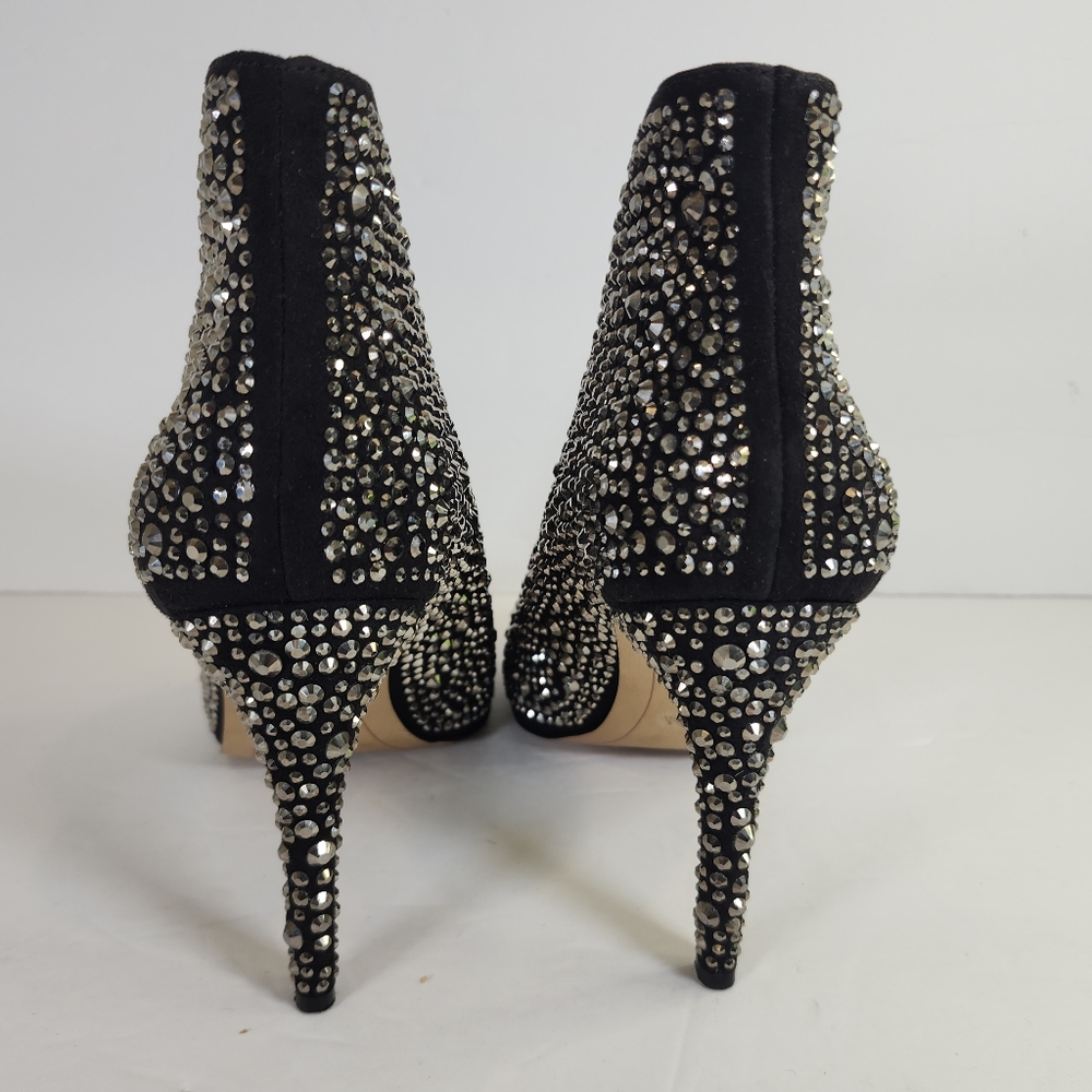 INC International Concepts Black Silver Studded Open Toe High Heel Booties S 7M - Picture 5 of 10